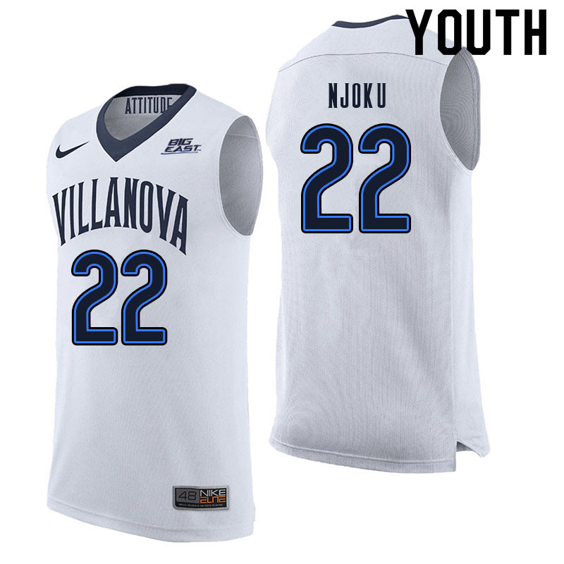 Youth #22 Nnanna Njoku Willanova Wildcats College Basketball Jerseys Sale-White - Click Image to Close